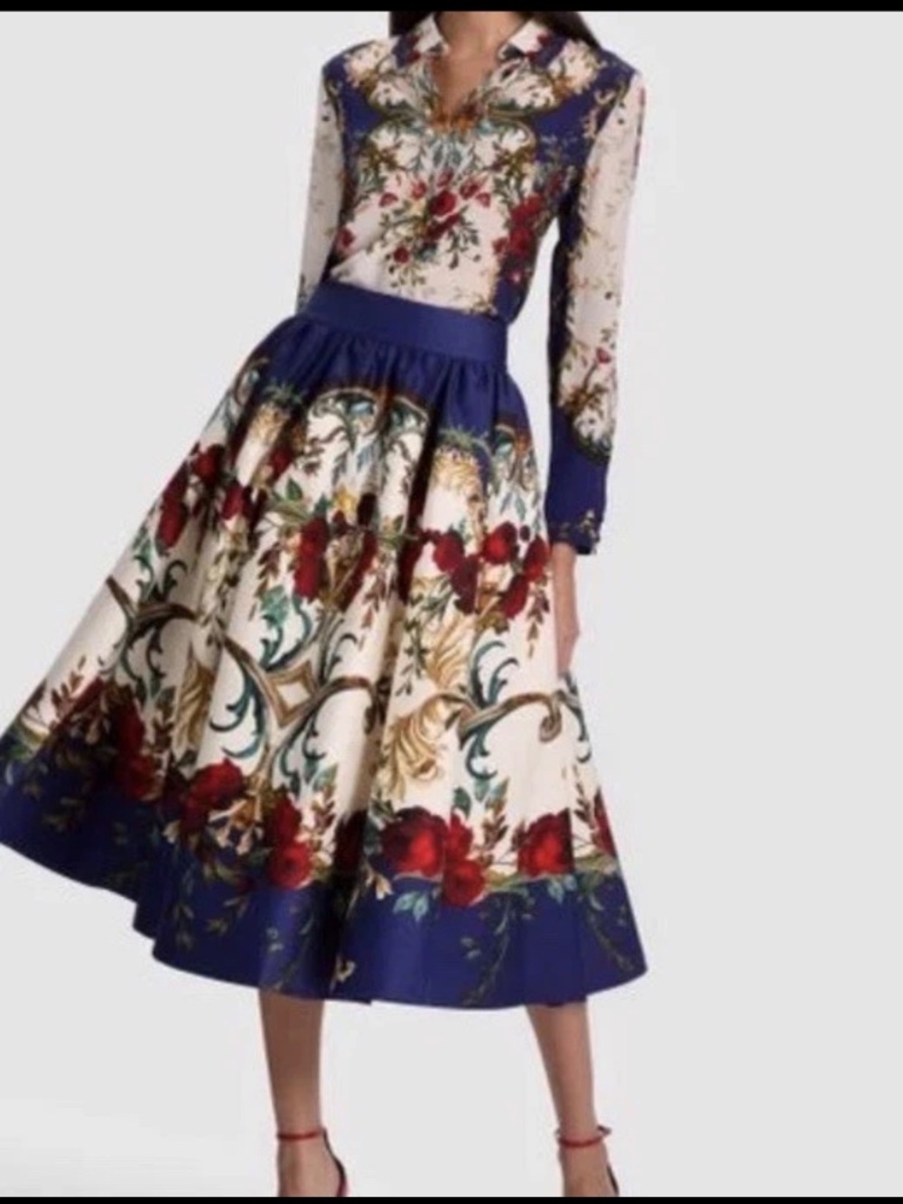 Alice & Olivia Nilda Gilded Rose Voluminous Skirt Sz 12 NWT - Picture 2 of 9